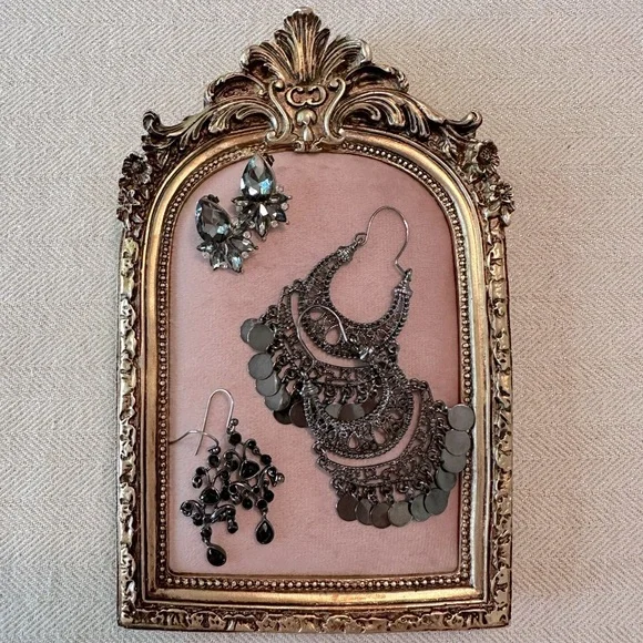 3 Pair of Earrings Dark Moody Collection Black & Hematite Bundle Filigree Gypsy - Picture 9 of 14